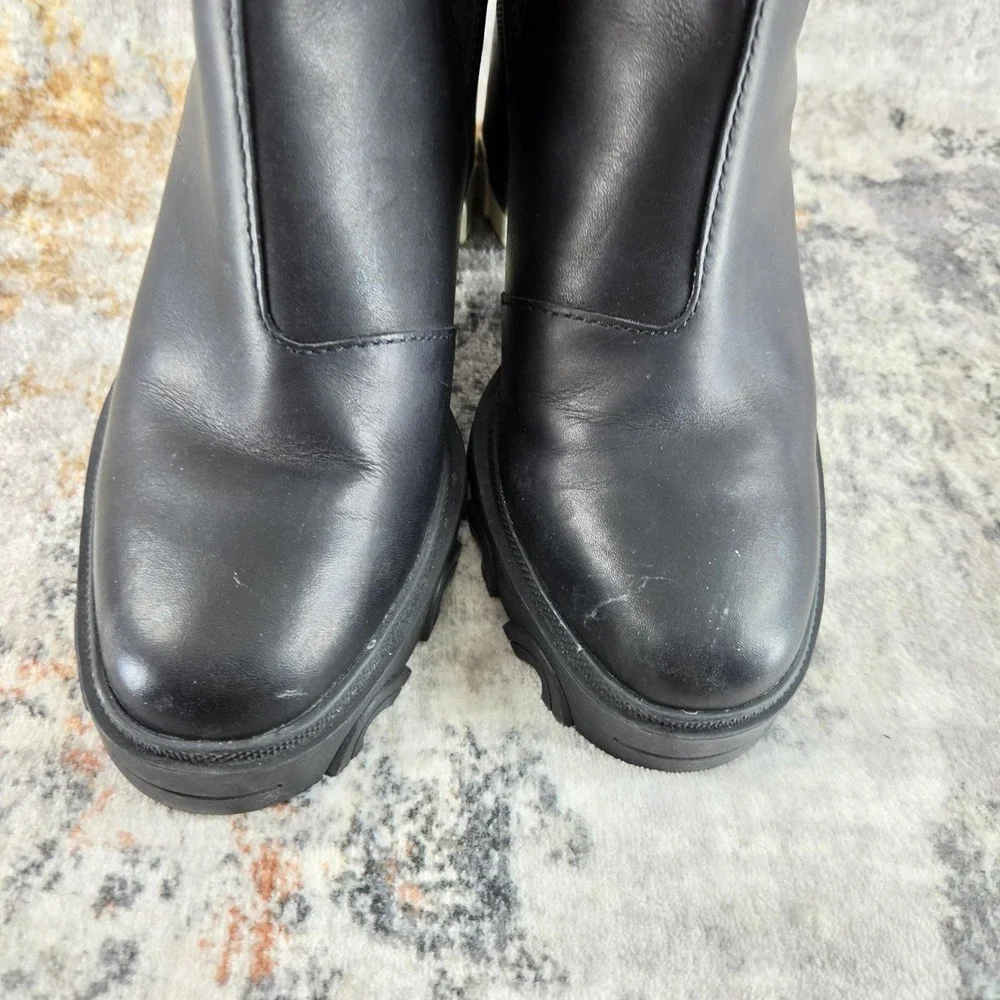 Sorel Brex Waterproof Platform Block Heel Chelsea Boots Womens 9.5 Black Winter